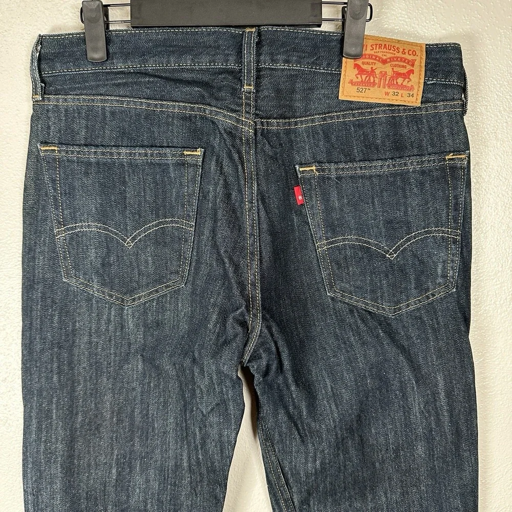 Levi's 527 Mens Size 32x34 Bootcut Jeans Blue Dark Wash 5 Pockets‎ Classic